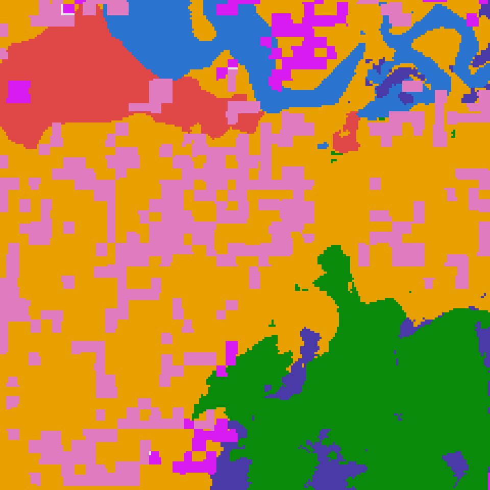Land-cover label, one colour per class